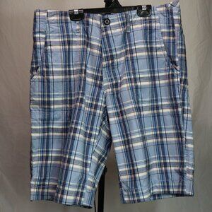 NWT Hugo Boss Orange Blue Plaids Men's Sweat Shorts Beach Athletic Size US 34R